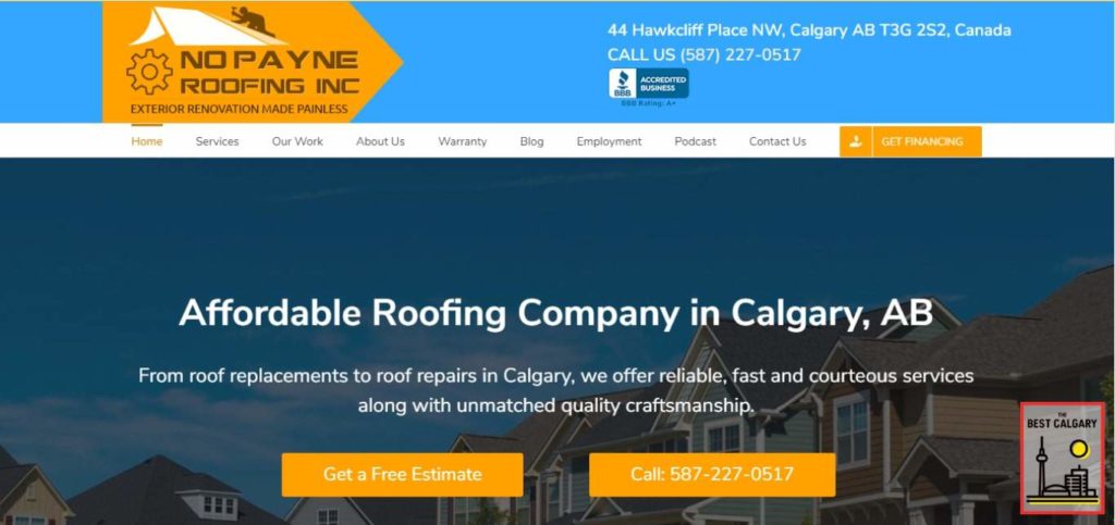 No Payne Roofing Inc's Homepage