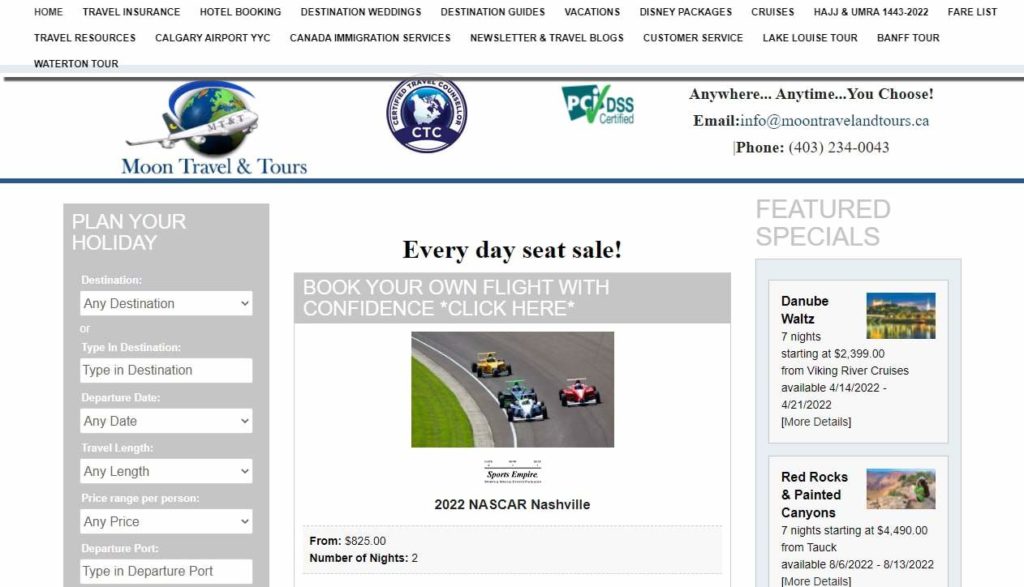 Moon Travel & Tours' Homepage