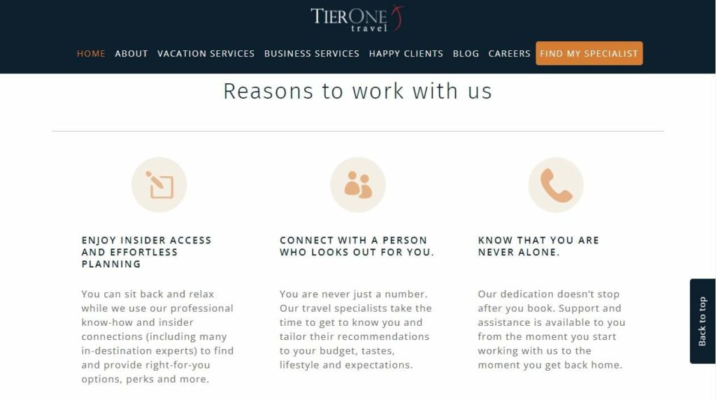 TierOne Travel Calgary's Homepage