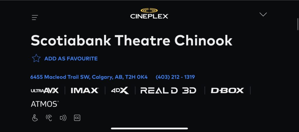 Scotiabank Theatre Chinook Homepage