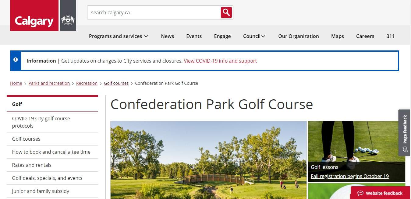 Confederation Park Golf Course's Homepage