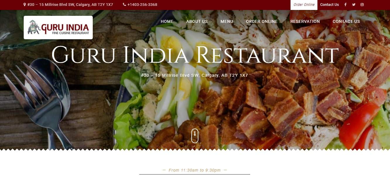 Guru India Restaurant's Homepage