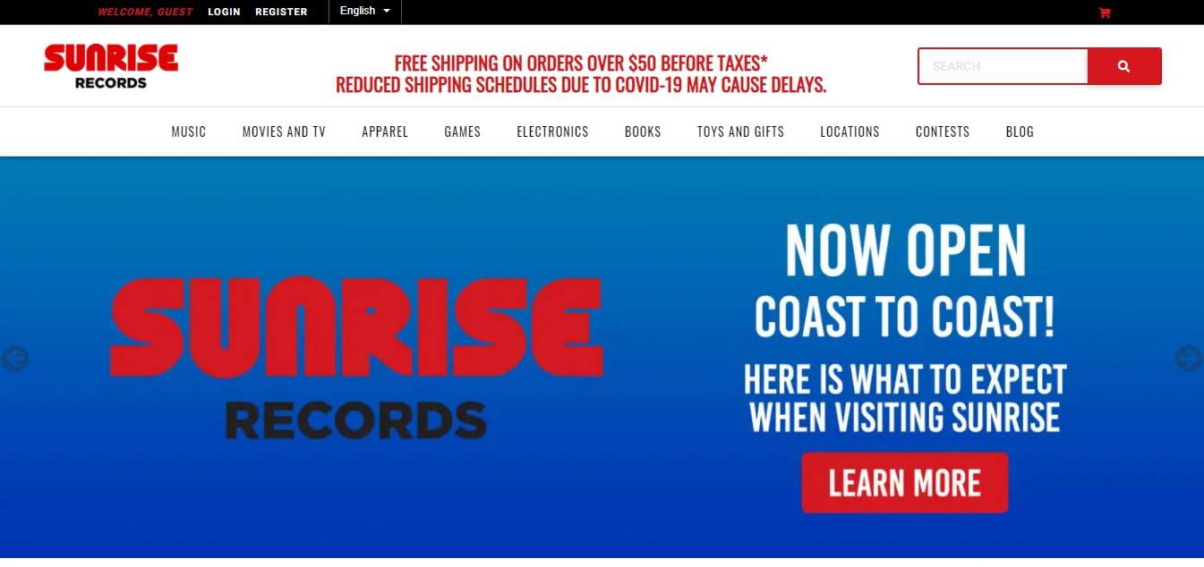 Sunrise Records' Homepage