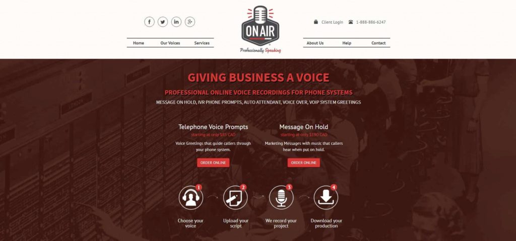 On Air Audio Studios Inc.'s Homepage