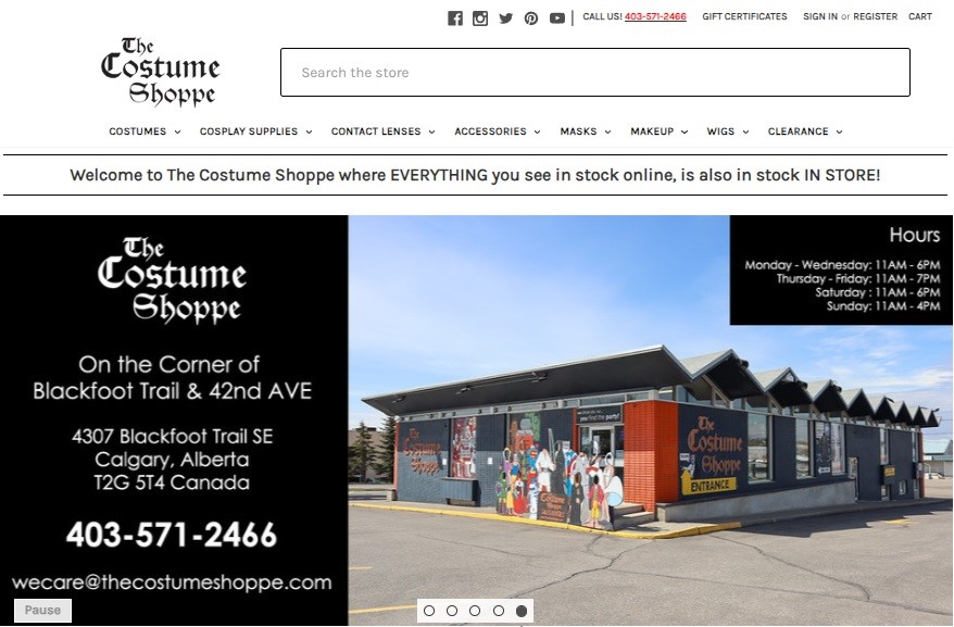 The Costume Shoppe Homepage