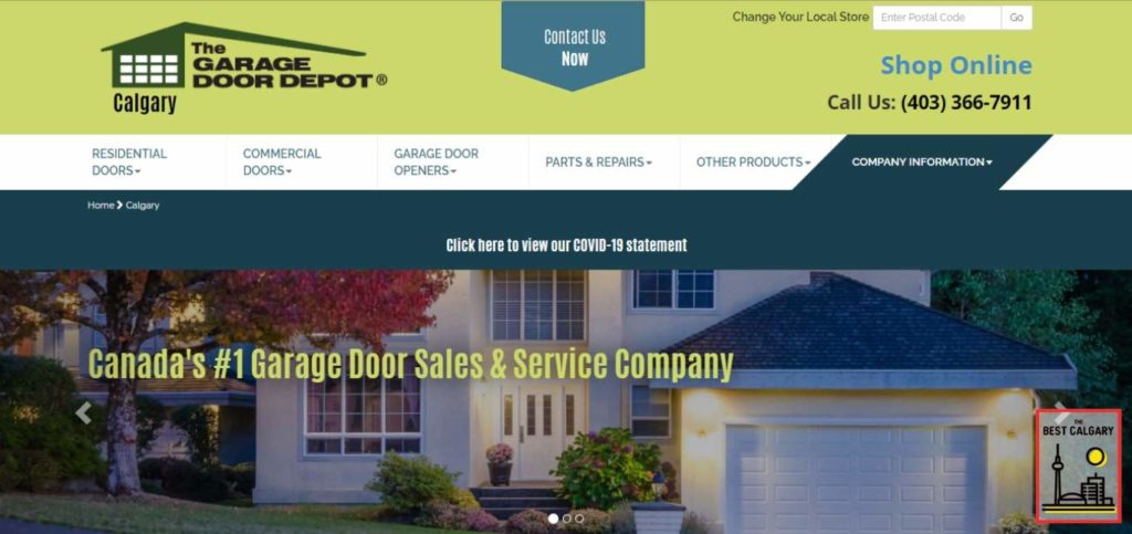 The Garage Door Depot of Calgary's Homepage