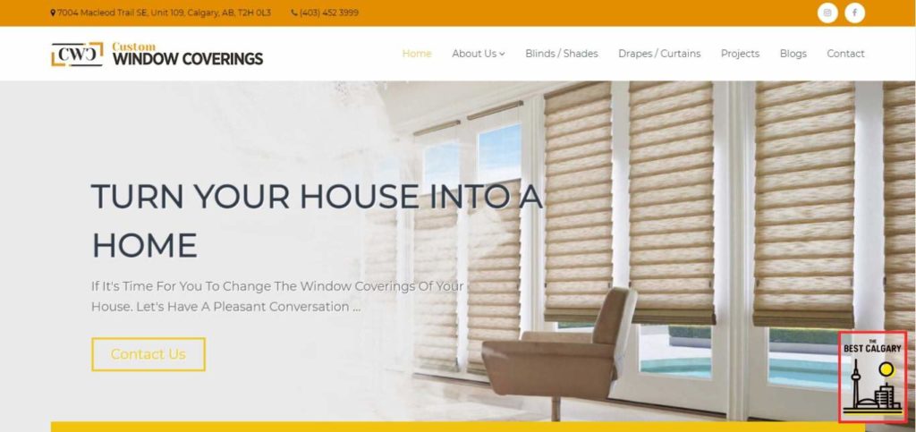 Custom Window Coverings' Homepage