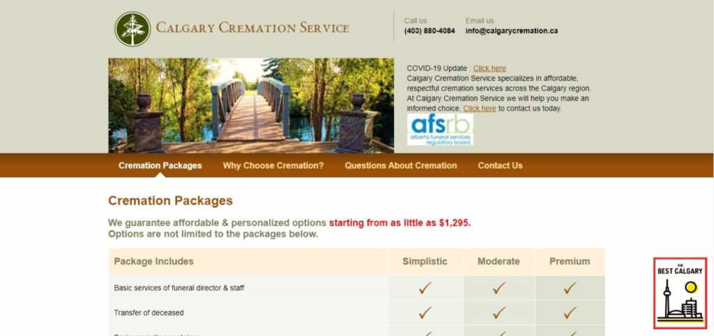 Calgary Cremation Services' Homepage