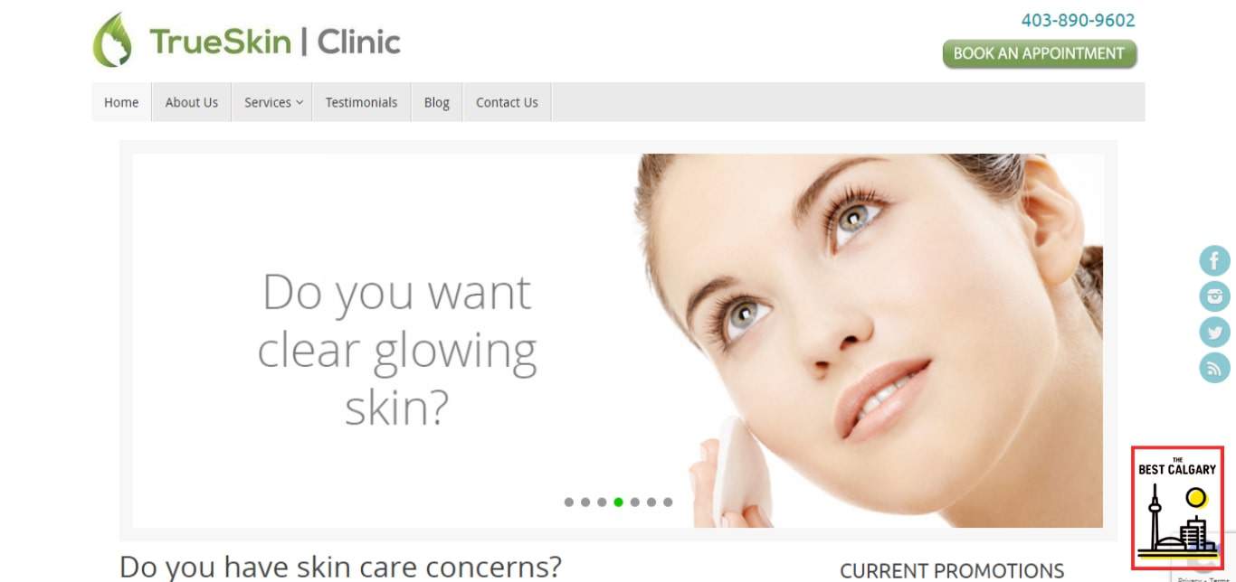 Homepage von TrueSkin Clinic Inc