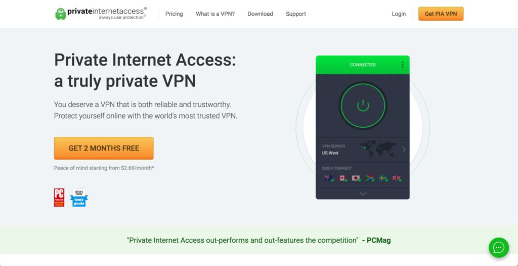 Private Internet Access' Homepage