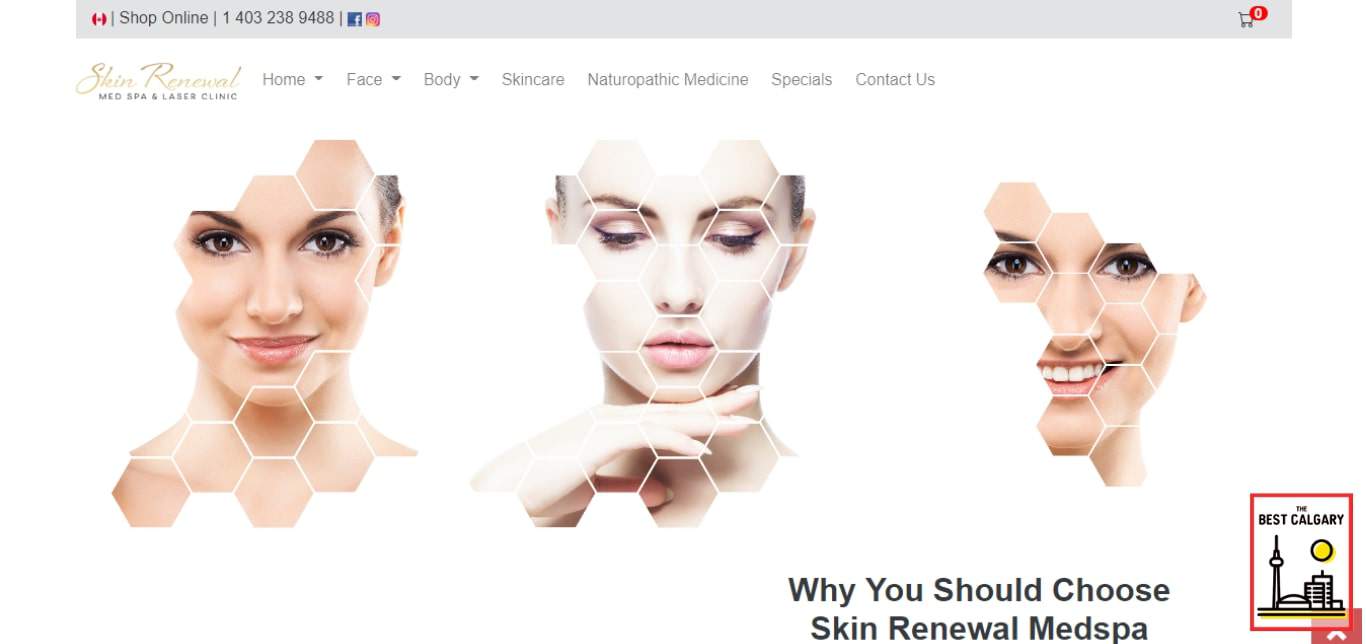 Homepage der Skin Renewal Med Spa & Laser Clinic