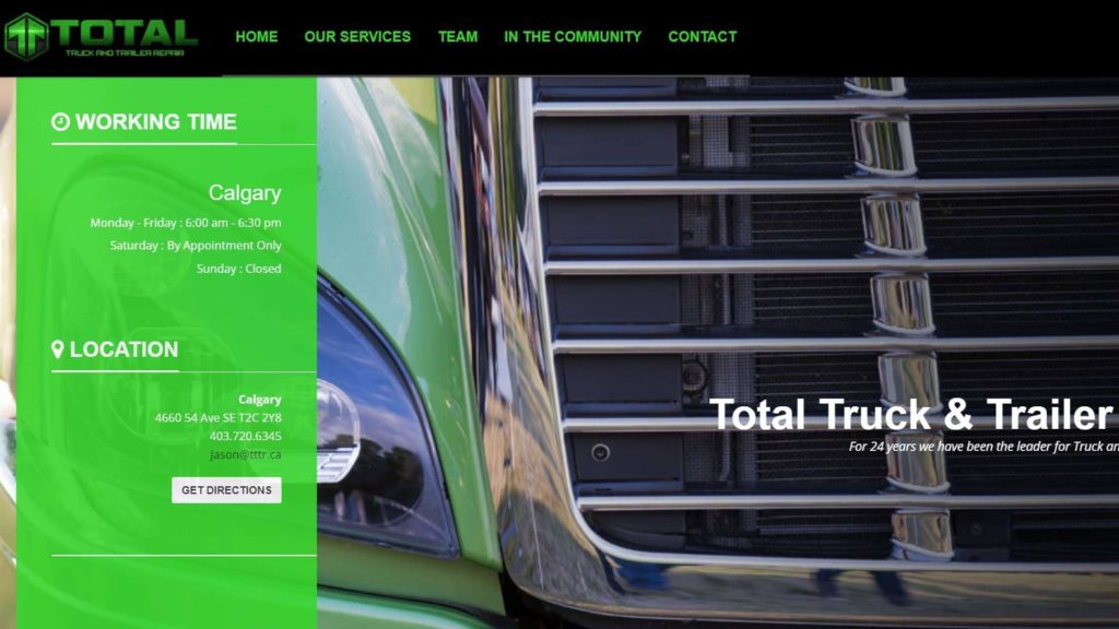 Total Truck & Trailer Repairs' Homepage