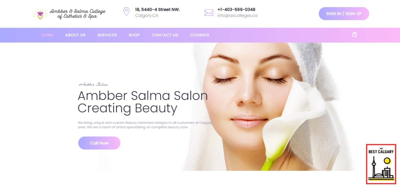 Ambber & Salma College of Esthetics & Spa's Homepage