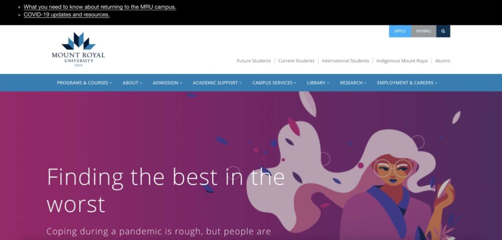 Mount Royal University's Homepage