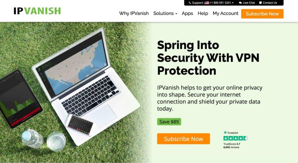 IPVanish's homepage