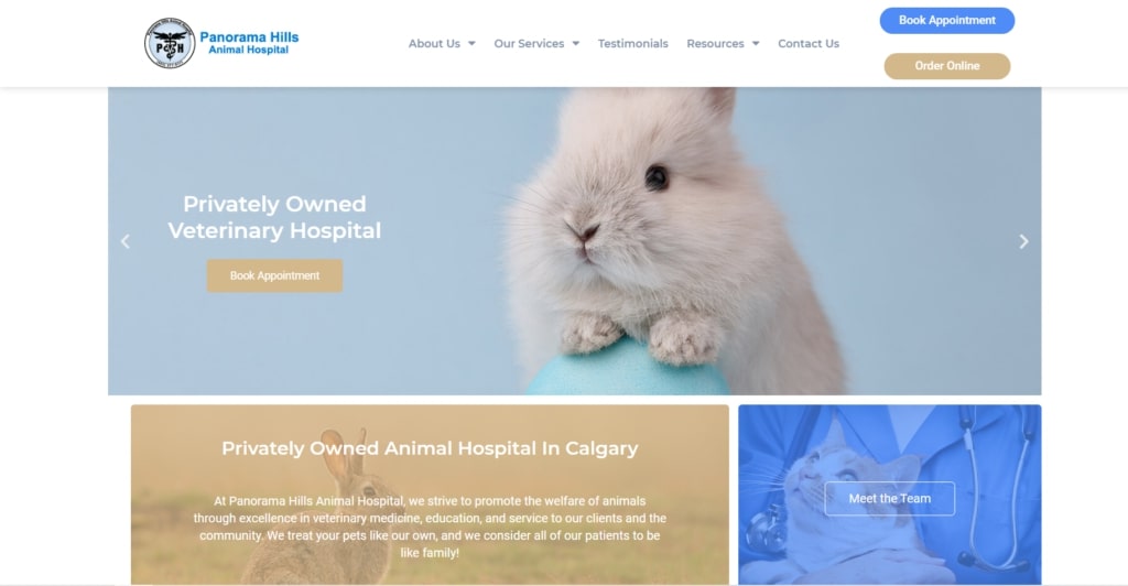 Panorama Hills Animal Hospital's homepage