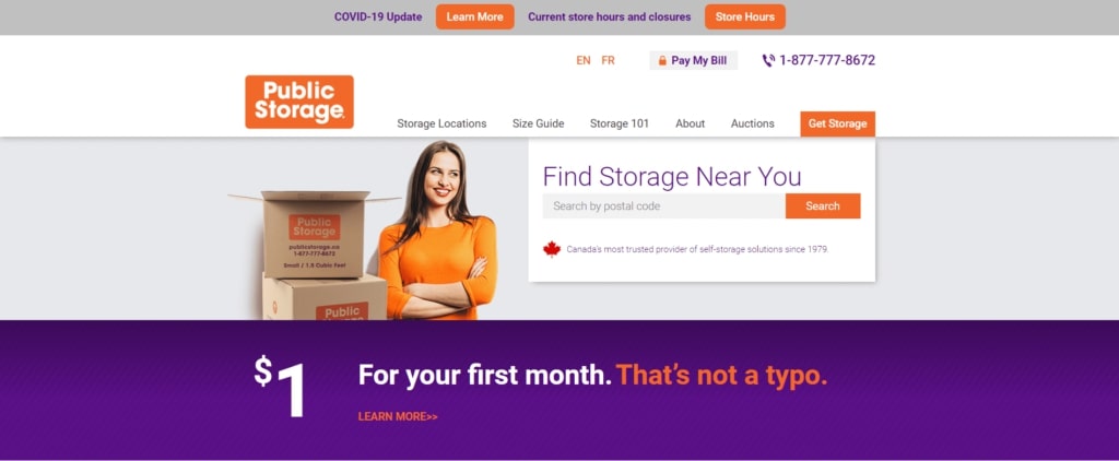 Public Storage's Homepage