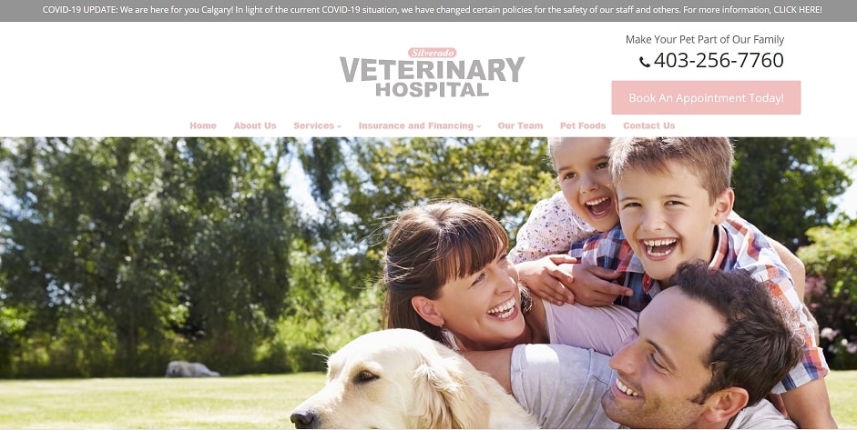 Silverado Veterinary Hospital's homepage