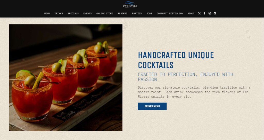 two rivers distillery homepage