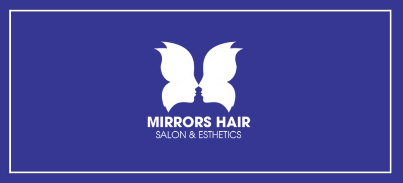 mirrors hair salon and esthetics logo