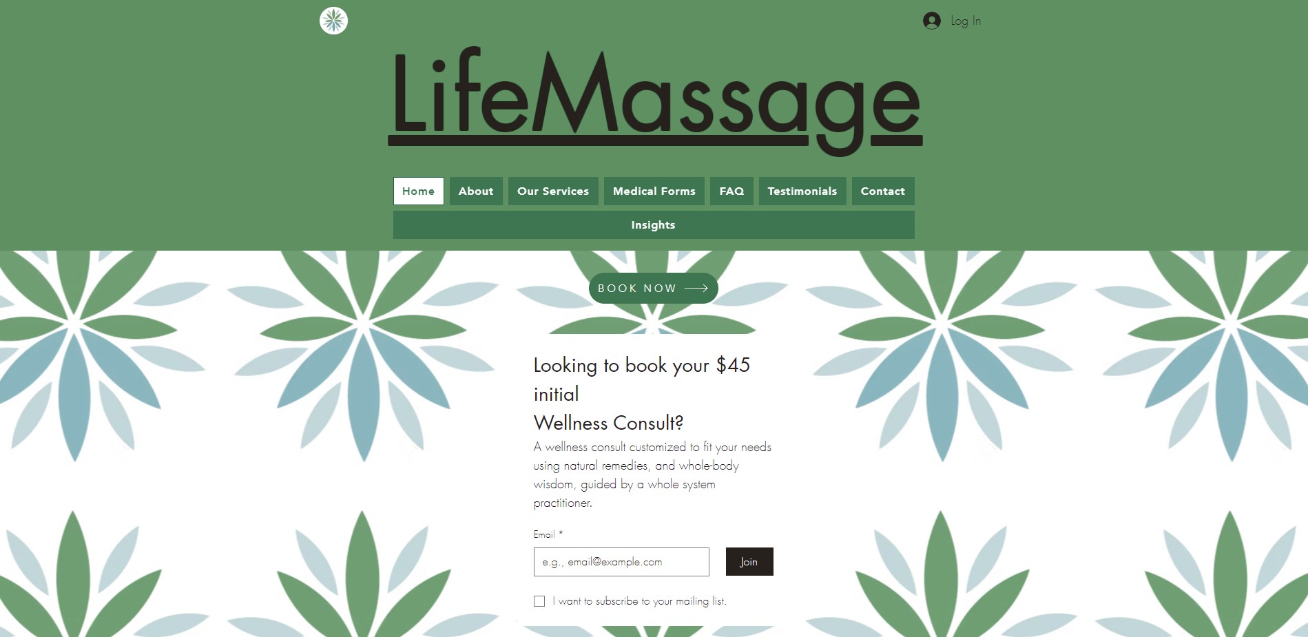 life massage homepage