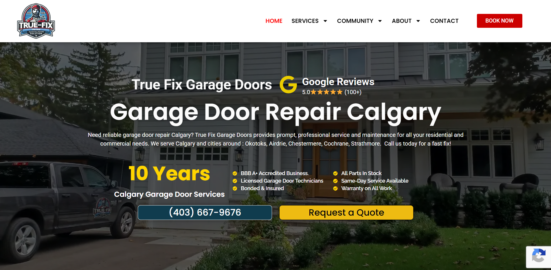 True Fix Garage Doors homepage